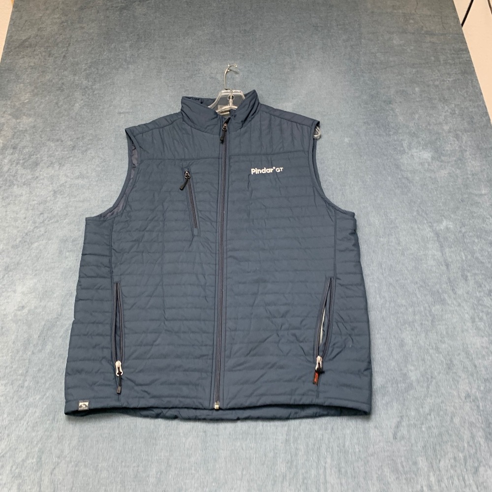Storm Creek Runner Puffer Vest Mens Large Blue Mock Neck Hiking Outdoor Full Zip